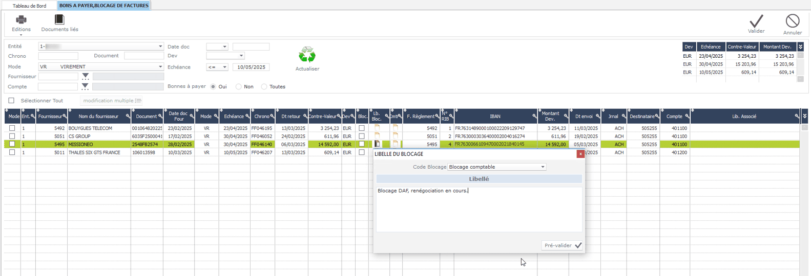 Blocage factures fournisseurs dans le logiciel ERP HexaOpale Blocage factures fournisseurs dans le logiciel ERP HexaOpale
