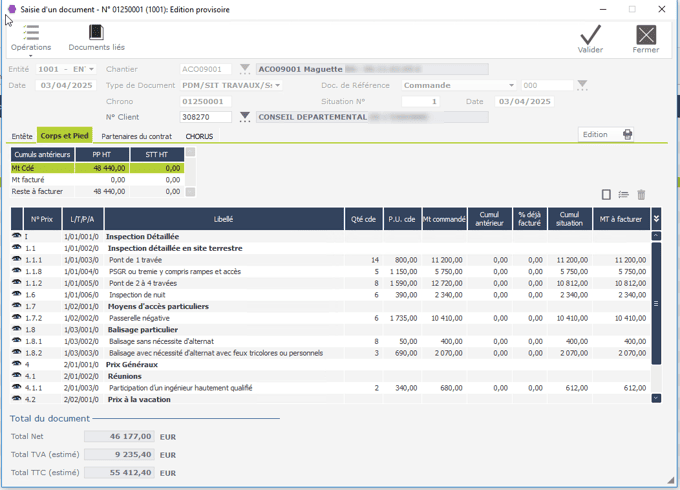 Facturation dans l'ERP BTP HexaOpale