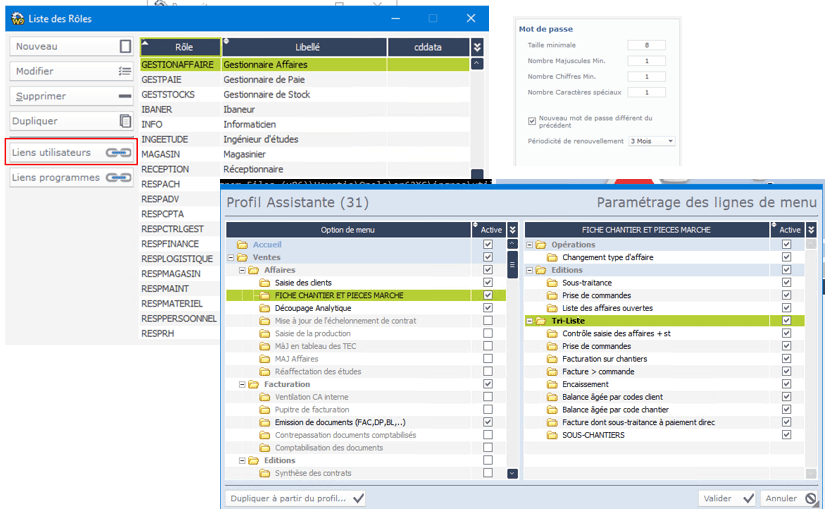 Gestion des droits d'accès dans le logieciel ERP HexaOpale