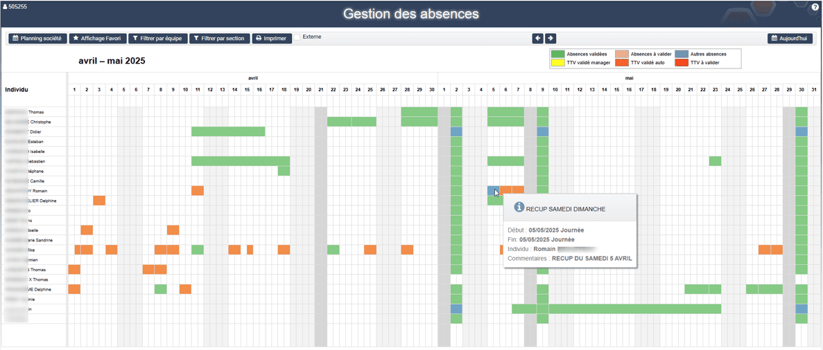 Planning des absences et télétravail dans le logiciel ERP HexaOpale Planning des absences et télétravail dans le logiciel ERP HexaOpale