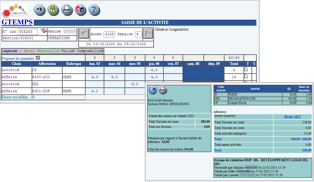 Saisie de temps dans le logiciel ERP ingénierie HexaOpale