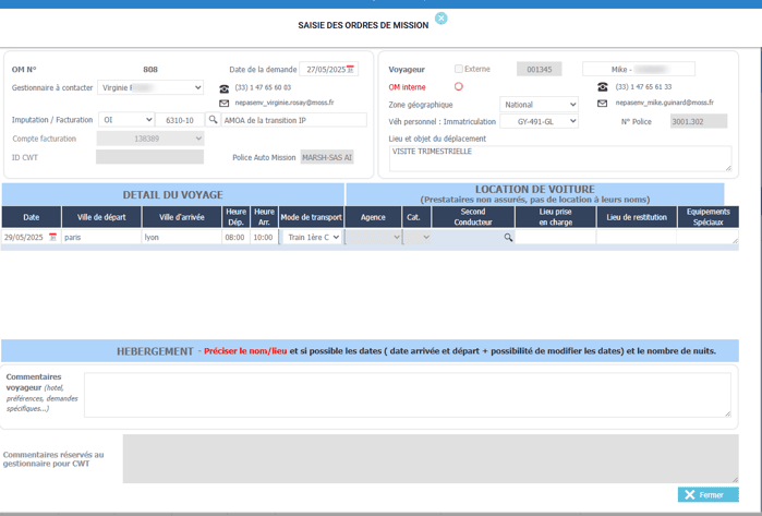 Saisie des ordres de mission dans le logiciel ERP HexaOpale Saisie des ordres de mission dans le logiciel ERP HexaOpale