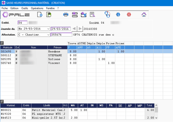 Saisie des temps dans le logiciel ERP pour BTP HexaOpale