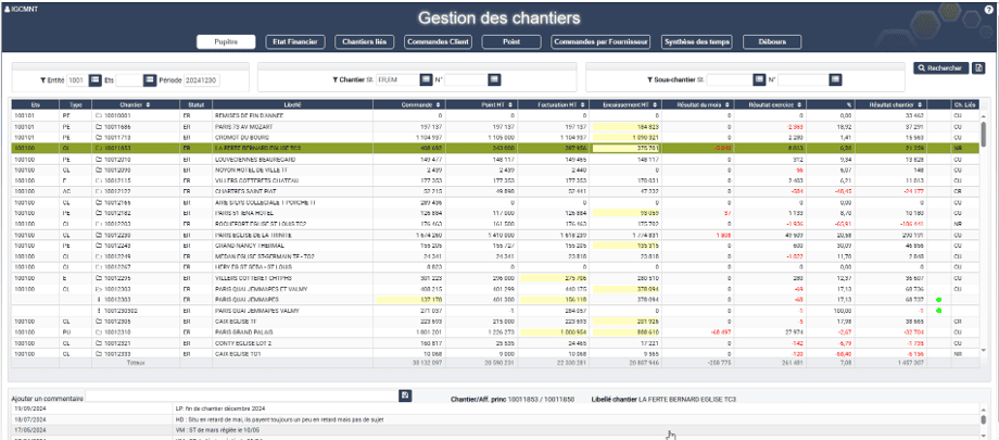 Suivi des chantiers du BTP dans l'ERP HexaOpale